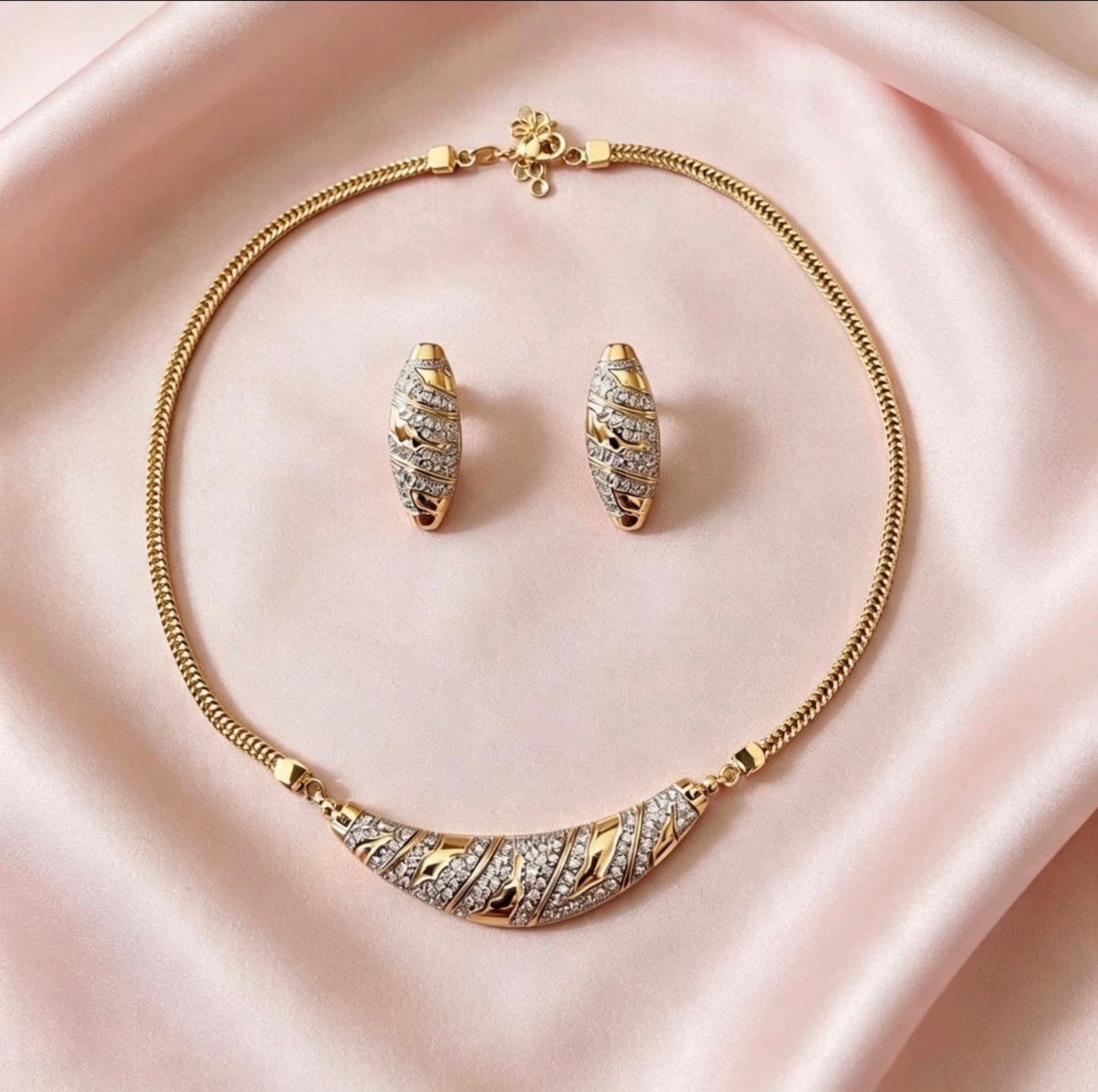 Brazilian Gold Pavé Curve Crystal Jewellery Set