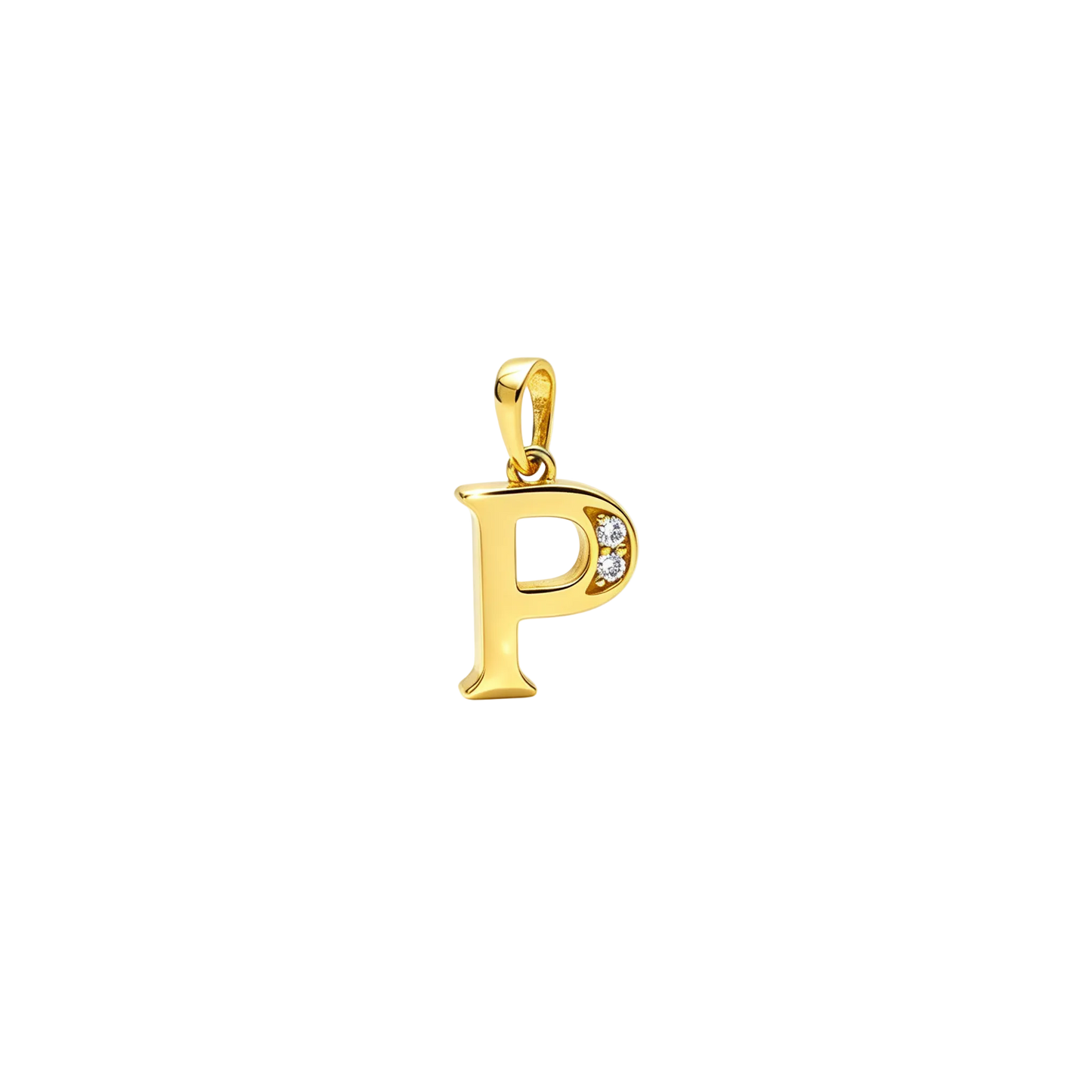 Gold - plated Initial "P" Pendant with Cubic Zirconia Accents