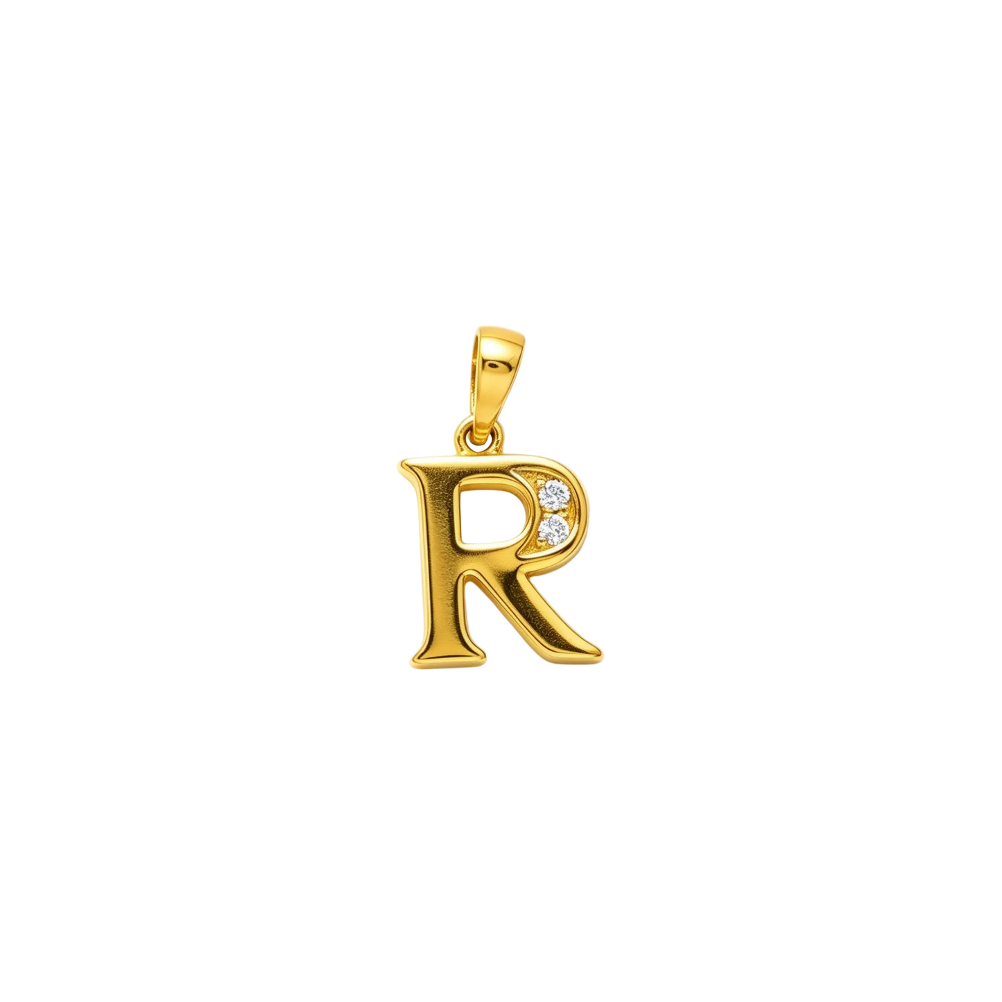 Gold - plated Initial "R" Pendant with Cubic Zirconia Accents