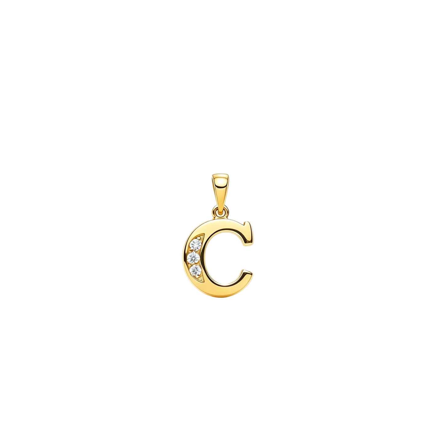 Gold - plated Initial "C" Pendant with Cubic Zirconia Accents
