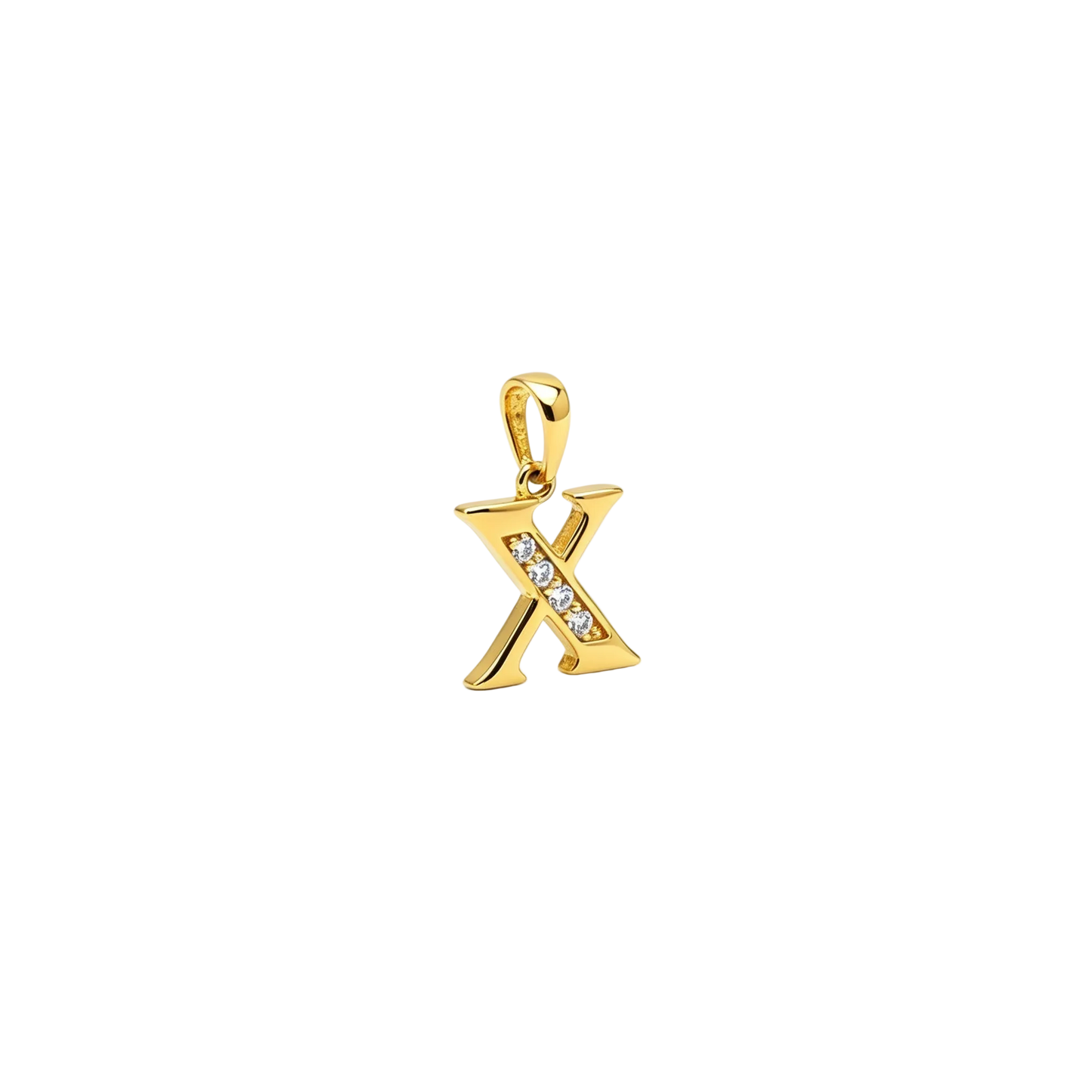 Gold - plated Initial "X" Pendant with Cubic Zirconia Accents