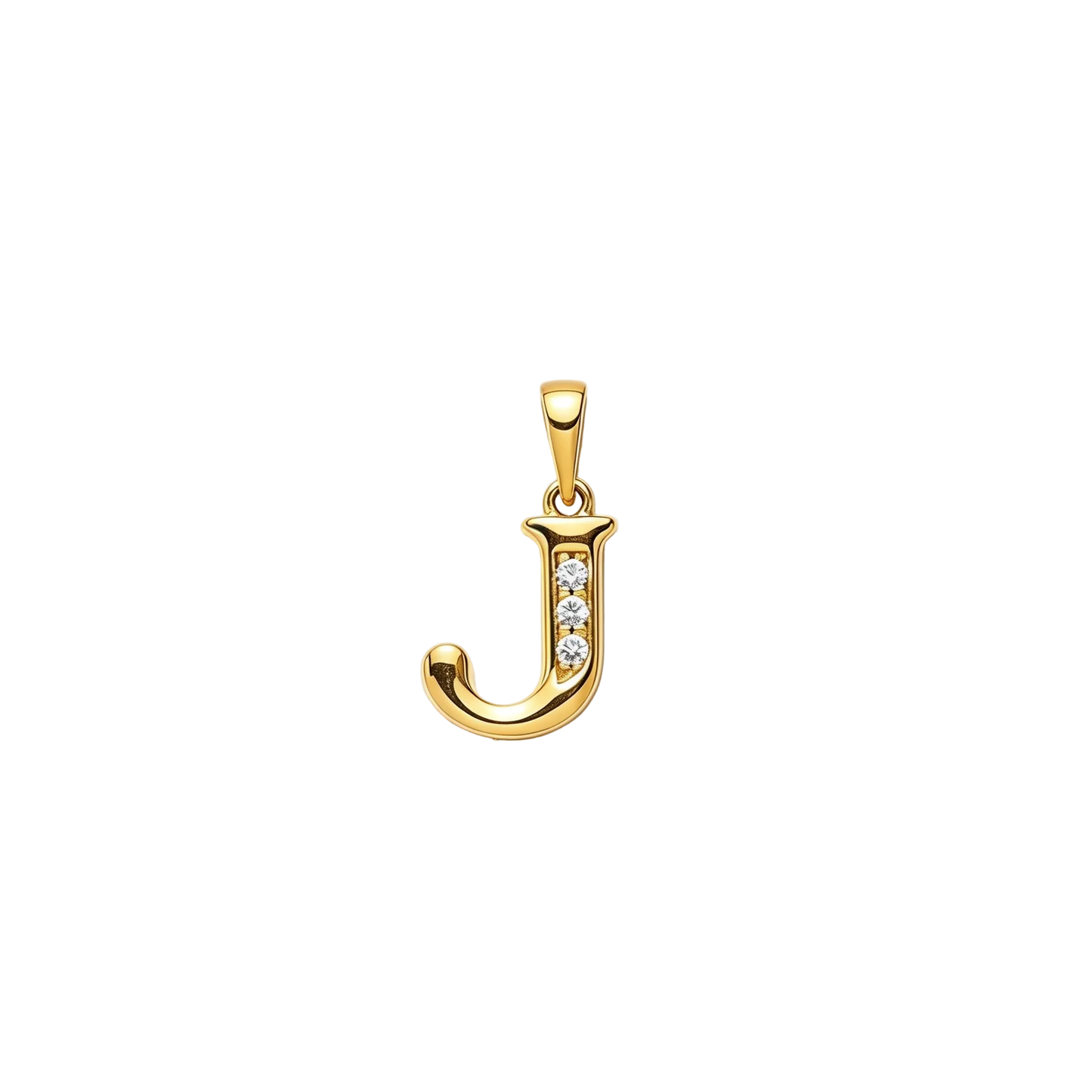 Gold - plated Initial "J" Pendant with Cubic Zirconia Accents