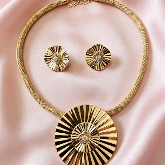 Brazilian Gold Sunburst Medallion Mesh Set