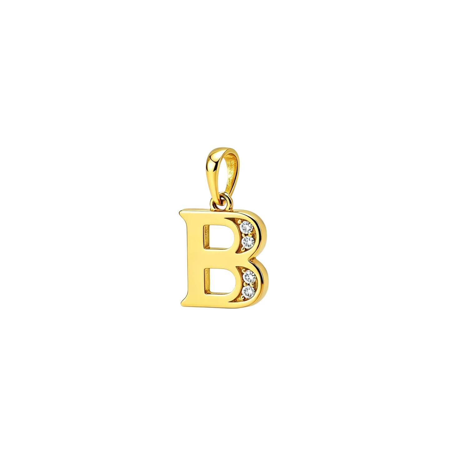 Gold - plated Initial "B" Pendant with Cubic Zirconia Accents