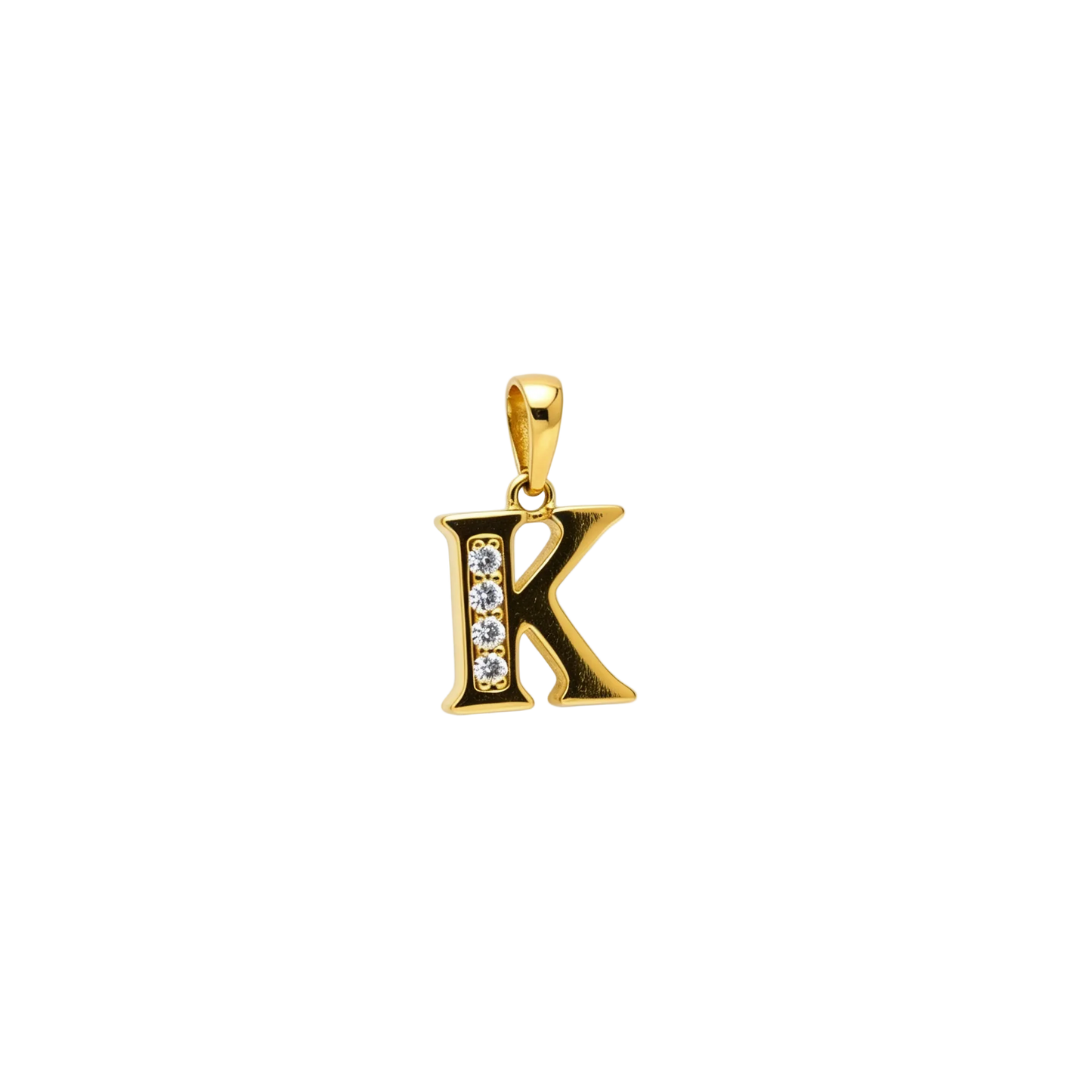Gold - plated Initial "K" Pendant with Cubic Zirconia Accents