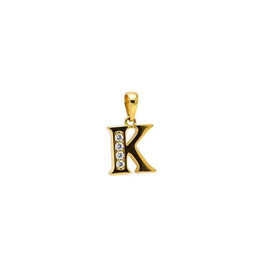 Gold - plated Initial "K" Pendant with Cubic Zirconia Accents