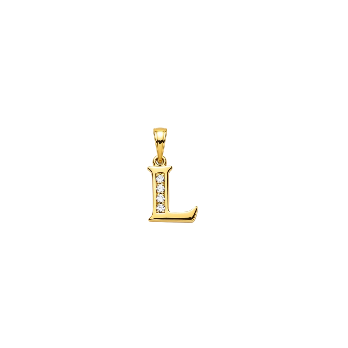 Gold - plated Initial "L" Pendant with Cubic Zirconia Accents