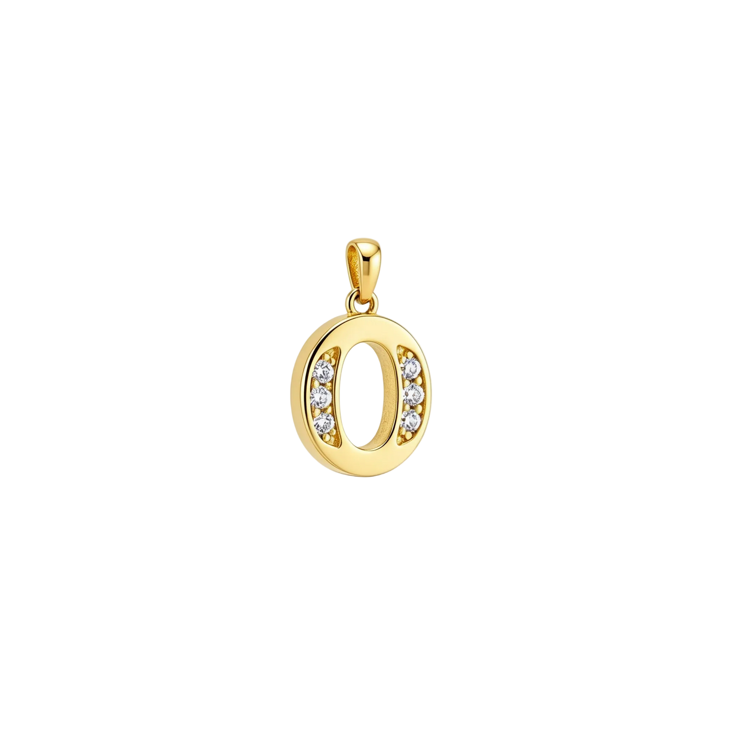 Gold - plated Initial "O" Pendant with Cubic Zirconia Accents