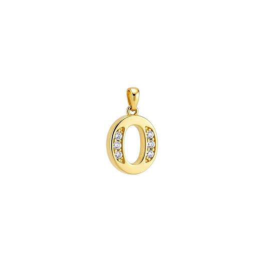 Gold - plated Initial "O" Pendant with Cubic Zirconia Accents