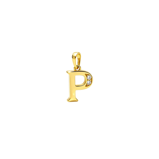 Gold - plated Initial "P" Pendant with Cubic Zirconia Accents