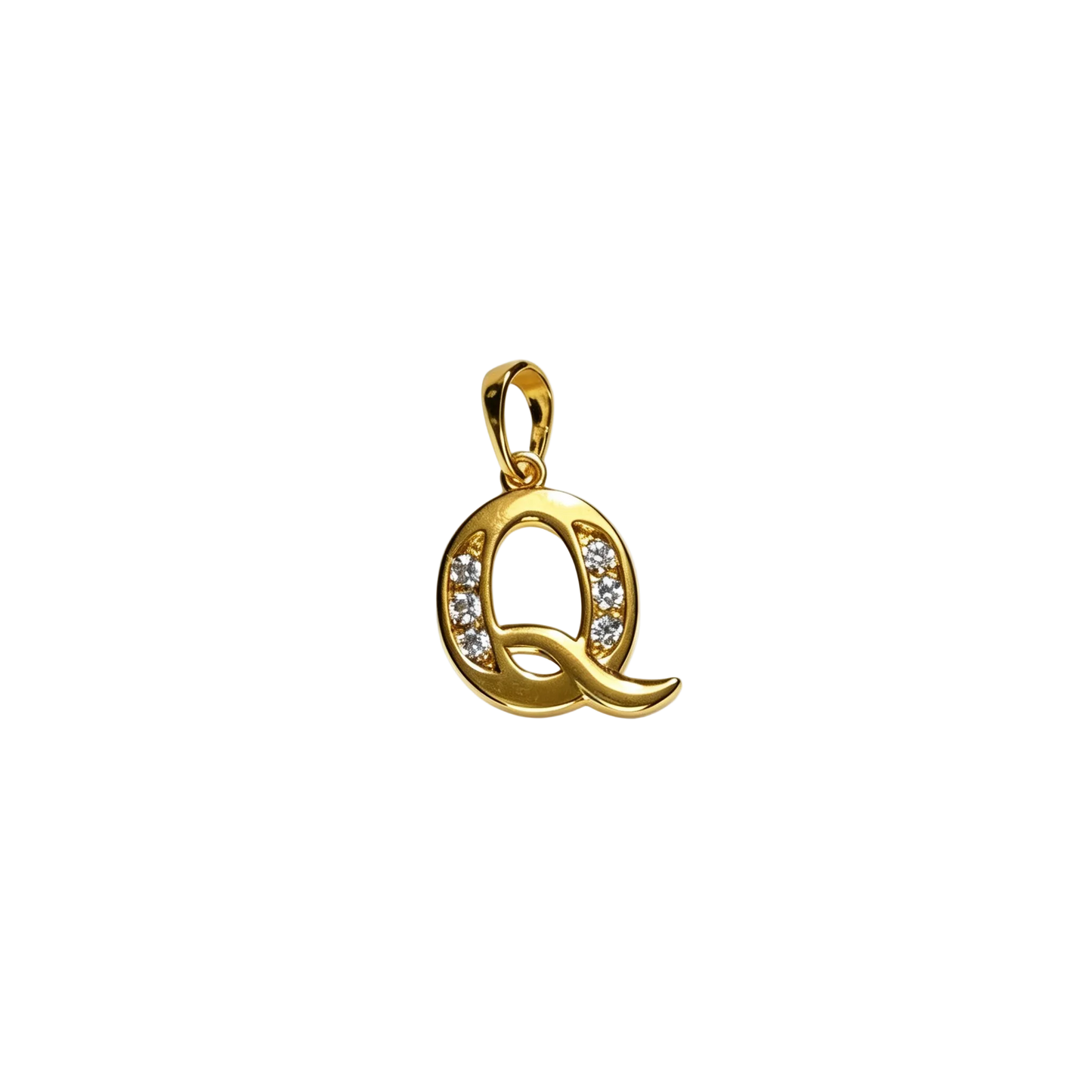 Gold - plated Initial "Q" Pendant with Cubic Zirconia Accents