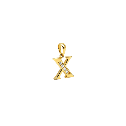 Gold - plated Initial "X" Pendant with Cubic Zirconia Accents