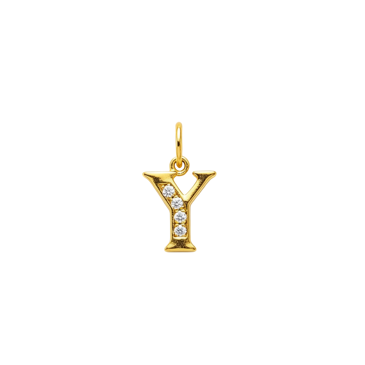 Gold - plated Initial "Y" Pendant with Cubic Zirconia Accents