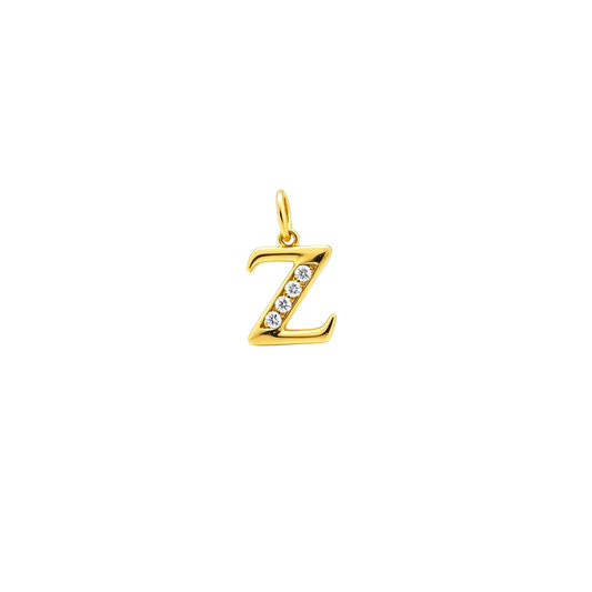 Gold - plated Initial "Z" Pendant with Cubic Zirconia Accents