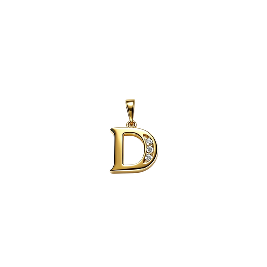 Gold - plated Initial "D" Pendant with Cubic Zirconia Accents