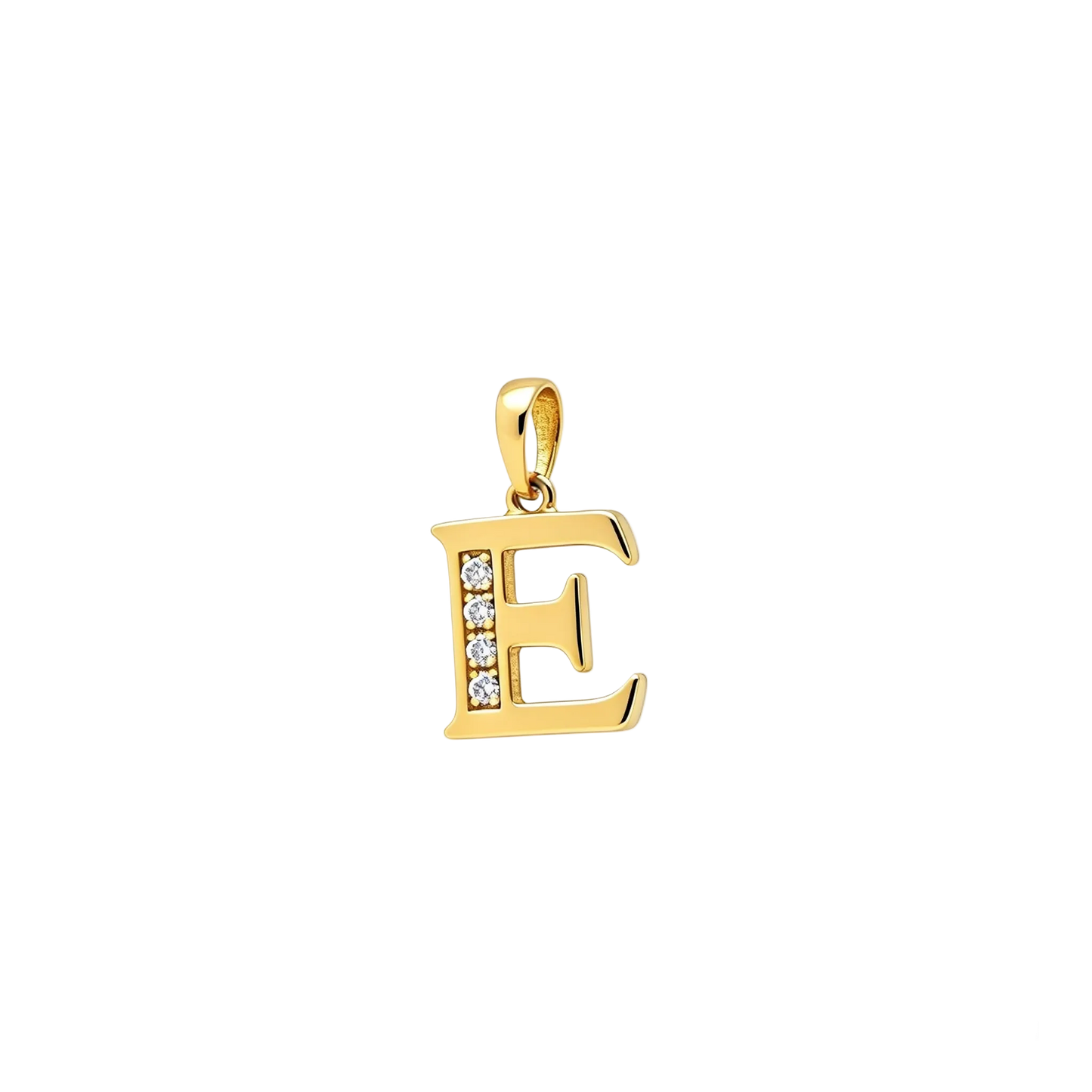 Gold - plated Initial "E" Pendant with Cubic Zirconia Accents