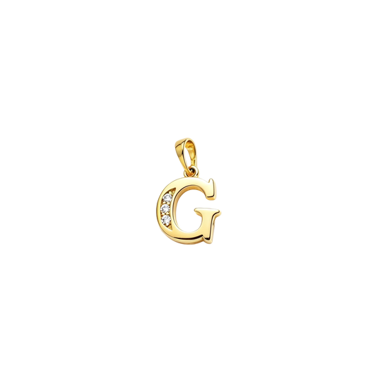 Gold - plated Initial "G" Pendant with Cubic Zirconia Accents