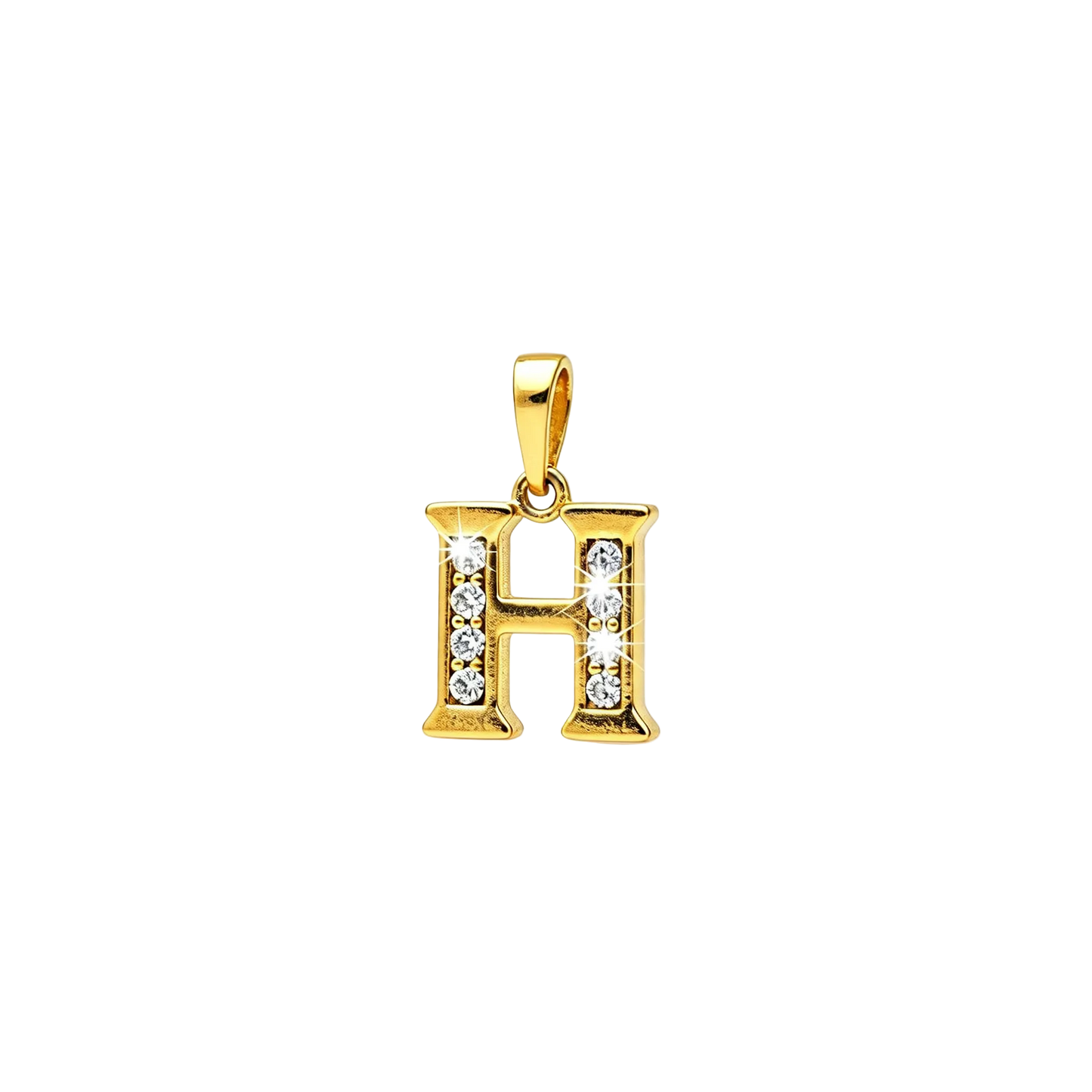Gold - plated Initial "H" Pendant with Cubic Zirconia Accents