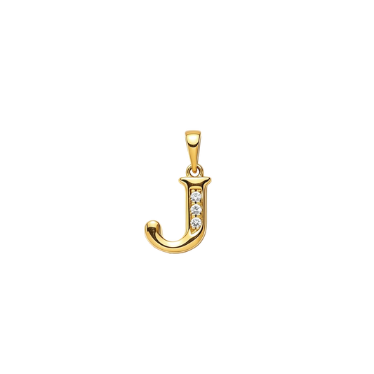 Gold - plated Initial "J" Pendant with Cubic Zirconia Accents