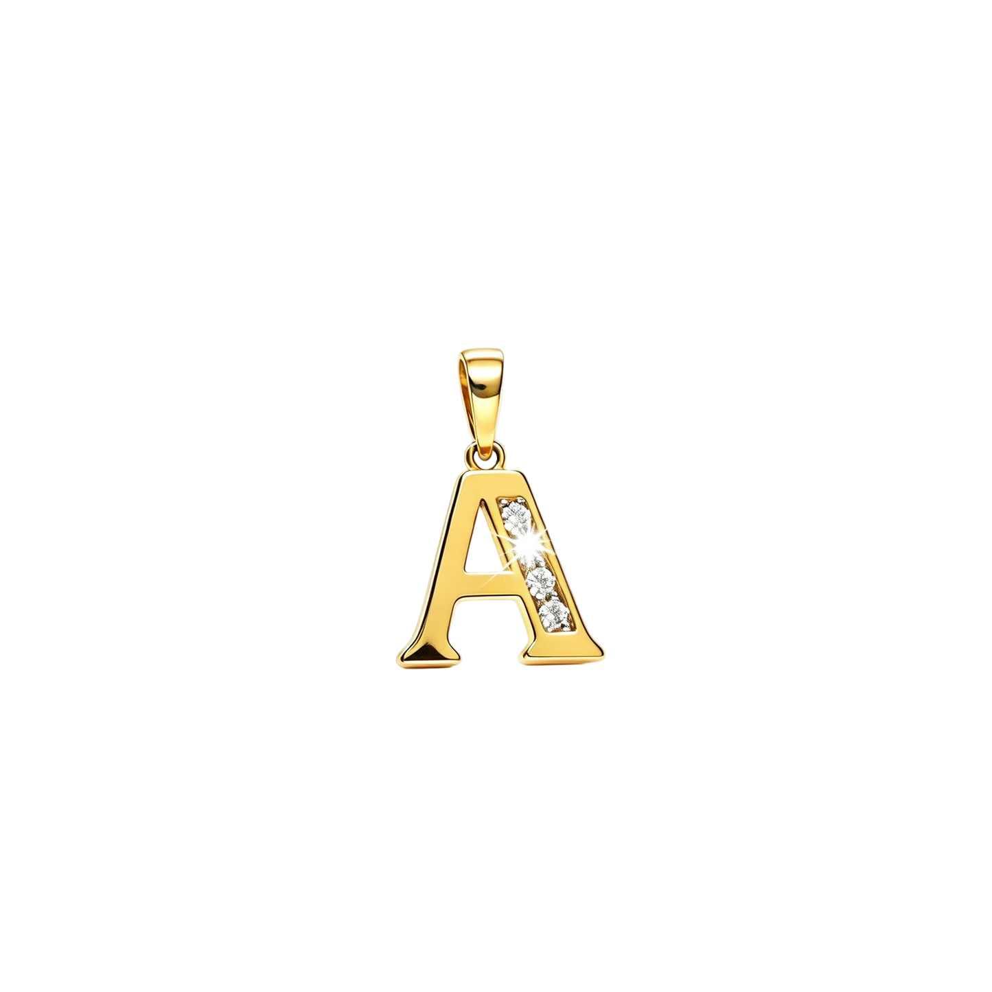 Gold - plated Initial "A" Pendant with Cubic Zirconia Accents