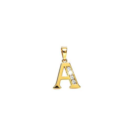 Gold - plated Initial "A" Pendant with Cubic Zirconia Accents